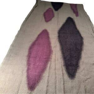 Eileen Fisher Cream Scarf with Purple and Black Accents